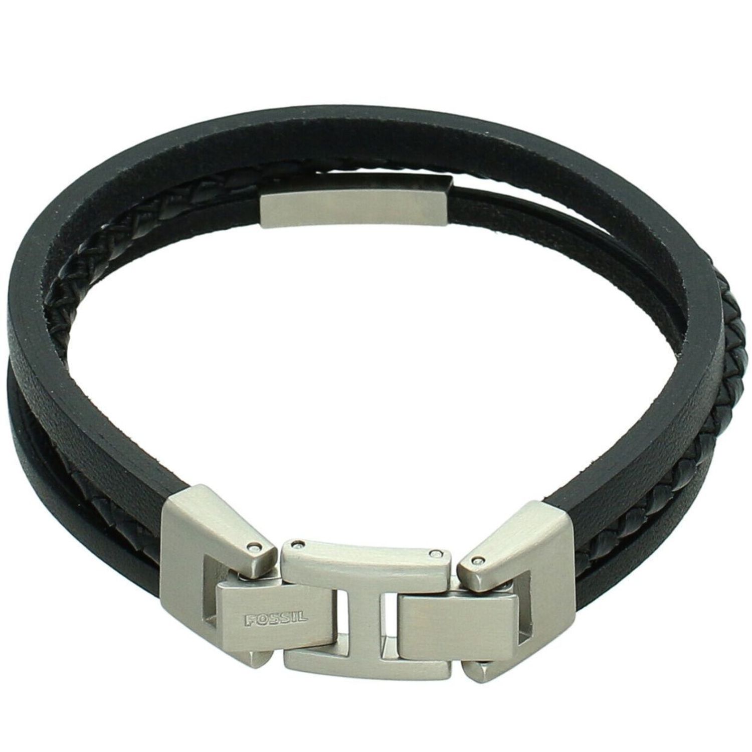 Męska Skórzana Bransoletka FOSSIL Potrójna z Grawerem – Zatrzask, Logo BRANS.jpg